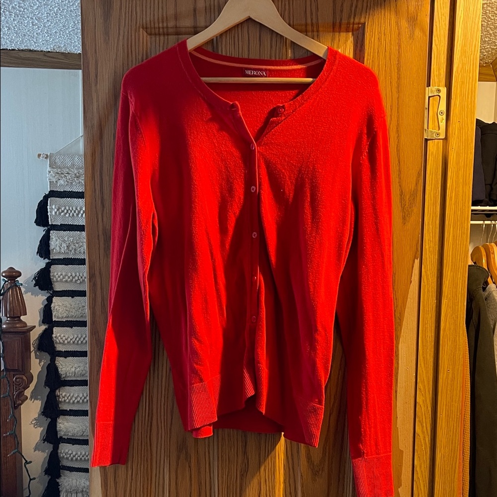 Merona Bright Red Button-Up Cardigan
